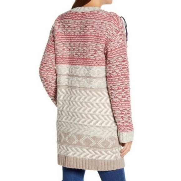 Caslon Multi Color Aztec Jacquard Sweater Coat - Picture 2 of 9